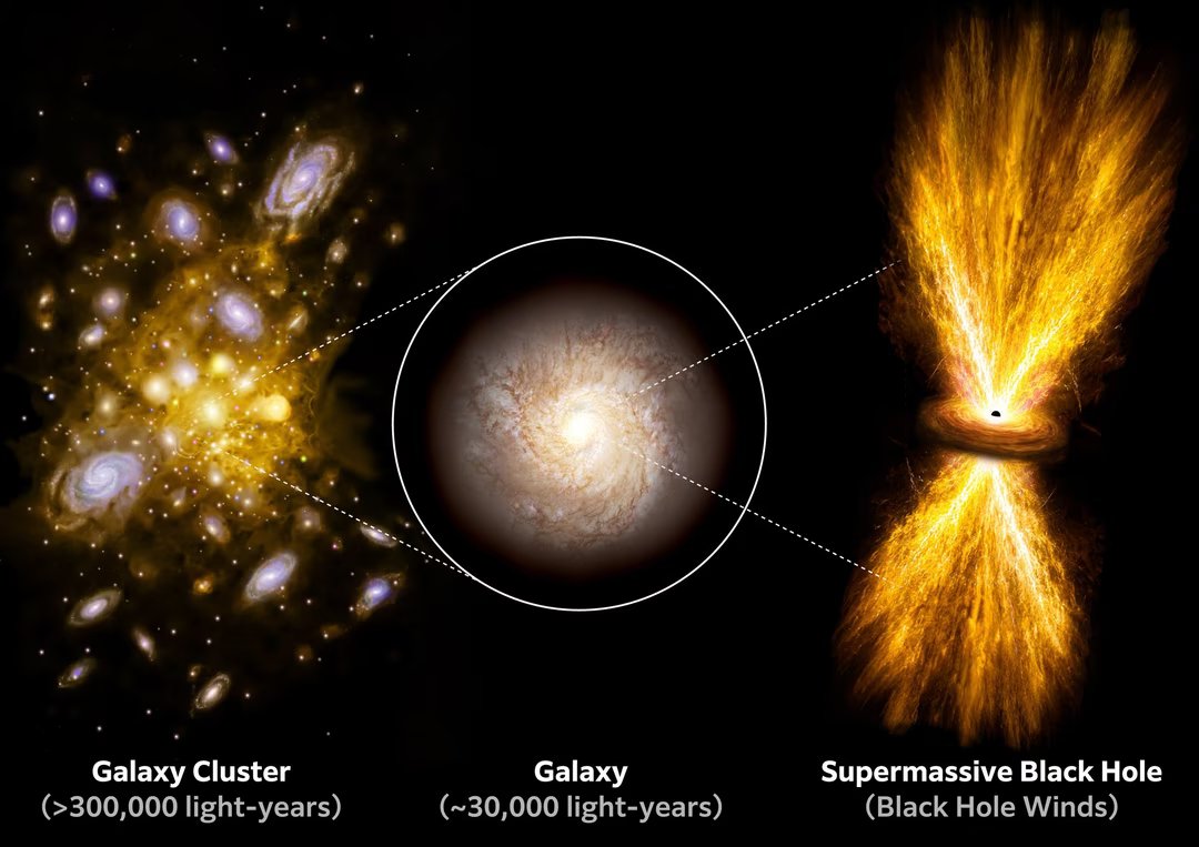 Trou noir : le souffle équivalent à plusieurs milliards d'explosions de supernovae secoue un amas de galaxies 1 trou noir quasar amas Tohoku University
